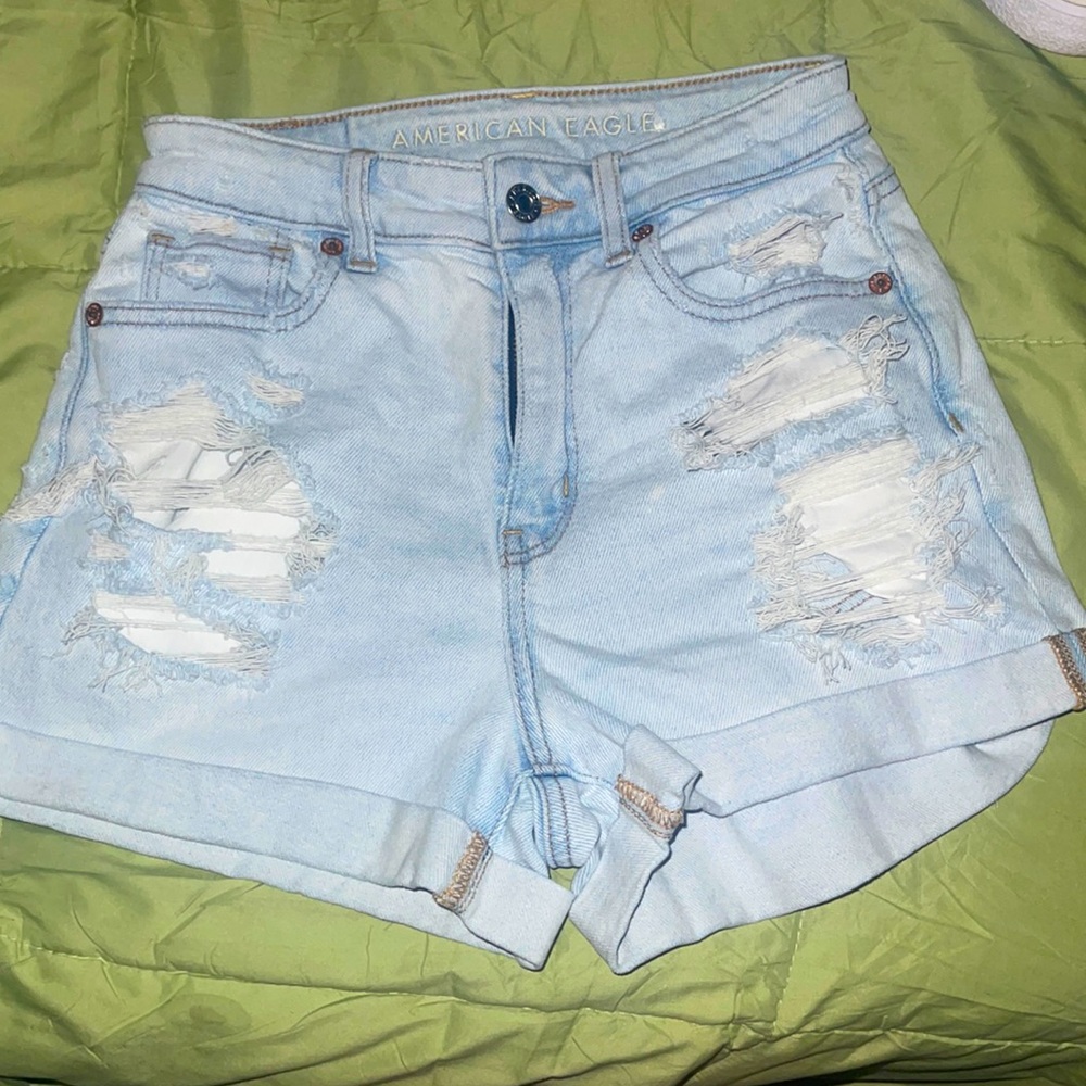 American eagle high waist light wash shorts